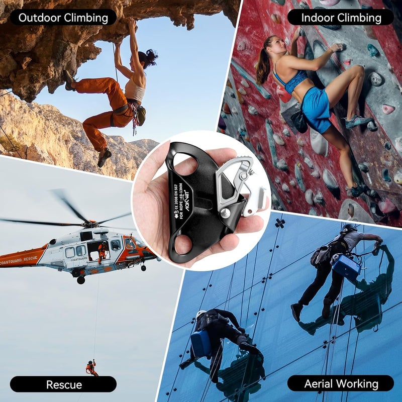 AOKWIT Chest Ascender Tree Climbing Gear Rope Grab High-Strength Aluminum Alloy Rappelling Equipment CE Certified for Rock Climbing Rescue Aerial Work Mountaineering Caving Arborist Work 8-13mm Ropes - Image 4